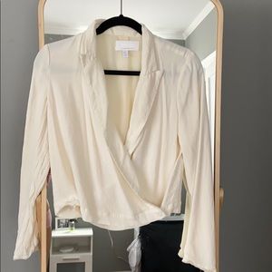 Anthropologie white blazer blouse
